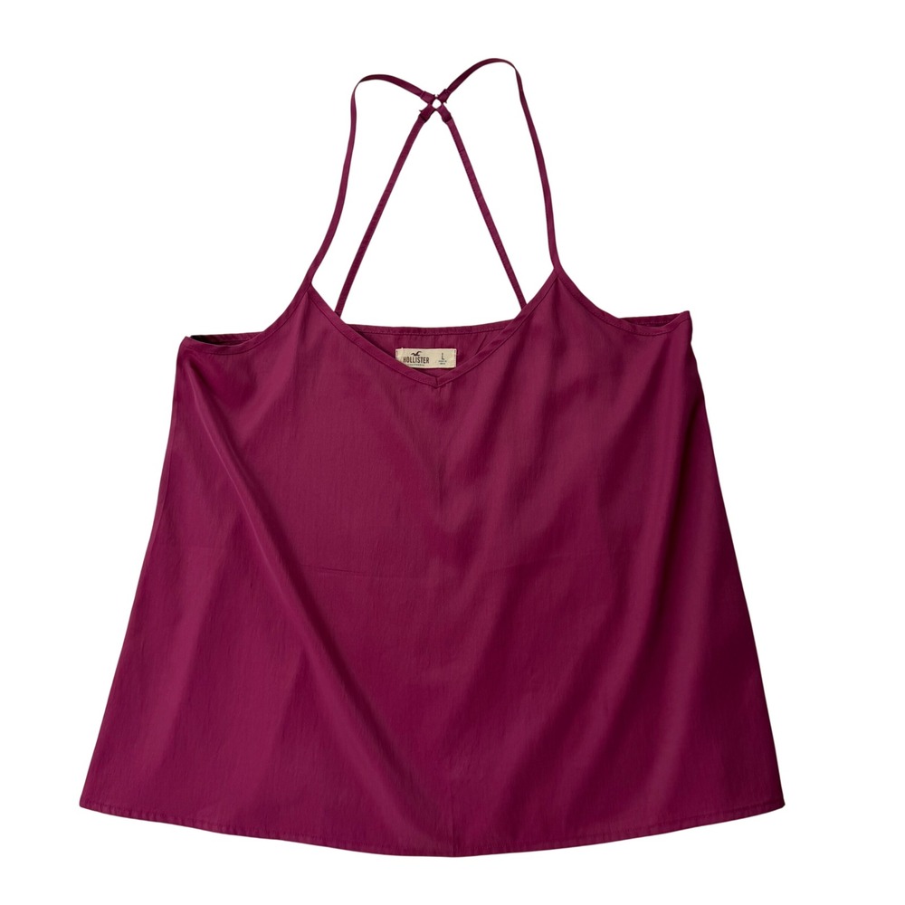 Hollister‎ Tank Top Womens Large Burgundy V-Neck Cami Y2K Spaghetti Straps Boho - Picture 2 of 8